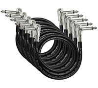 5 Units - Van Damme Pro Grade Classic XKE - 1 Meter - Ultra-Flexible Multi-Shielded Guitar Bass Effects Instrument, Pedal Stomp Patch Cable - with Low-Profile, R/Angled Pancake (6.35mm) TS Connectors