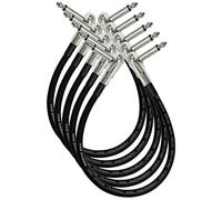 5 Units - Van Damme Pro Grade Classic XKE - 30 cm - Premium, Ultra-Flexible Multi -Shielded Guitar Bass Effects Instrument, Pedal Stomp Patch Cable with Low-Profile, R/A Pancake (6.35mm) TS Connectors