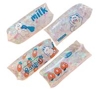 5" Water Wiggler Toy for Kids, 4Pcs Cartoon Bear PVC Squeeze Snake with Ribbon Random Style