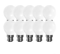 5 Watts B22 BC Bayonet LED Light Bulb Opal Golf Ball Warm White Dimmable, Pack of 10 Harper Living White One Size