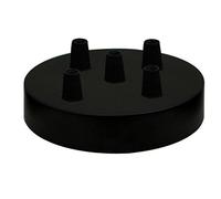 LEDSone Multi Out Black Ceiling Rose Perfect for Fabric Flex Cable, 120mm Metal Ceiling Light Fitting Plate with Accessories for Ceiling and Wall Lamp. (5 Outlet)
