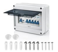 5 Way Consumer Unit Circuit Breaker - IP65 Waterproof with 63A 30mA RCD | ABS Plastic Fuse Box With 5 MCBs 2x6A 10A 20A 32A For Garages Caravans And Workshops