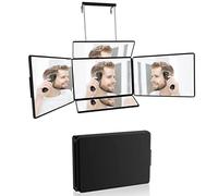 5 Way Mirror for Self Hair Cutting & Shaving, 360 Makeup Mirror with Height Adjustment for Braiding & Styling (Black)