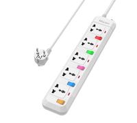 5 Way Travel Mscien Extension Lead, 5 Individual Switches UK to EU Mountable Overload Protection Power Strips with 1.8M Extension Cord