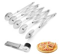 5 Wheel Dough Cutter, Expandable Pizza Slicer, 5 Wheel Stainless Steel Cutter, Adjustable Baking Cutter Roller Cookie Dough Cutter Divider for Kitchen Baking, Pastry, Bread