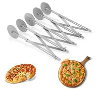 5 Wheel Pizza Cutter, Adjustable Width Stainless Steel Pastry Cutter Pizza Dough Brownie Cutter Wheel Divider Pastry Roller Knife for Baking