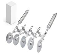 5-Wheel Professional Pastry Cutter - Stainless Steel Pastry Cutter Wheel and Pizza Cutter Tool Multi-Round Dough Roller, Lattice Cutter, Pasta Maker, Slicer, Cookie Pastry Knife Divider with Handle
