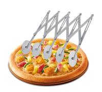 5 Wheels Adjustable Pizza Divider Tools, Stainless Steel Pizza Divider Non Stick Accordion Pastry Wheel Roller Tool for Making Cakes Pizza Dough Bread Pancake