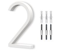 5" White Floating House Number, Metal Modern House Numbers, Mailbox Decor Number with Nail Kit, 911 Visibility Signage (2)