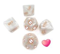 5 White Plastic Indoor Fitness Dice, Various Pattern Actions, Couple Gift - D20-Uk