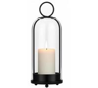 5" Wide Glass Dome Hurricane Candle Holders, Metal Lanterns for Hanging or Tabletop Use, Vintage Rustic Farmhouse Home Decor for Pillar Candles, Indoor for Table, Shelf, Mantel, Veranda, Porch (Black)