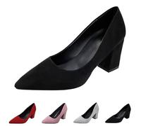 5 Women's Chunky Heels Pumps Office Formal Work Pumps Mid Heel Court Shoes Women’s Heels Low Heels Shoes Evening Party Wedding Bridal Heeled Courts Shoes Party Shoes for Women Suede/Black