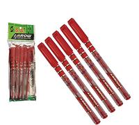 5 x 0.7mm Tip S.S. Arrow RED Fast Writing Ballpoint Smooth Pens Comfort Grip
