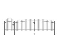 Vidaxl Garden Fence Gate With Spear Top 5X1.5 M Black Fence Gates