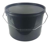 5 X 10 LITRE BLACK PLASTIC BUCKET WITH LID BUCKET