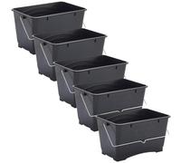 5 x 10 Litre Black Plastic Scuttle Paint Kettle with Handles Container Painting Decorating Home Improvement