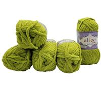 5 x 100 g Alize Velluto Knitting Wool, Baby Wool, 500 g Knitting Yarn Super Soft Bulky (kiwi 11)