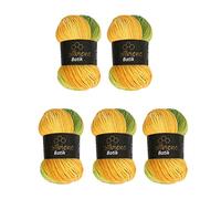 5 x 100 g Wool Bee Batik 500 g Wool with Colour Gradient Multicoloured Knitting Wool Crochet Wool (1430 Green Yellow Orange)