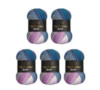 5 x 100 g Wool Bee Batik 500 g Wool with Colour Gradient Multicoloured Knitting Wool Crochet Wool (2030 Blue Turquoise Rose)