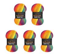 5 x 100 g Wollbiene Batik Fine, 500 g Wool with Colour Gradient, Multicoloured Knitting Wool, Crochet Wool (5910 Rainbow)