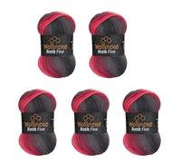 5 x 100 g Wollbiene Batik Fine, 500 g Wool with Colour Gradient, Multicoloured Knitting Wool, Crochet Wool (5100 Grey, Berry, White)
