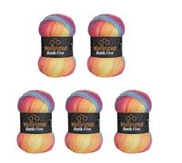 5 x 100 g Wollbiene Batik Fine, 500 g Wool with Colour Gradient, Multicoloured Knitting Wool, Crochet Wool (5040 Rainbow Pastel)