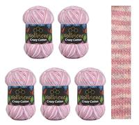 5 x 100 g Wollbiene Crazy Cotton Batik, 500 g with Colour Gradient, 55% Cotton, Multicoloured Knitting Wool, Crochet Wool, Wool, All-Year Wool (6080 Lilac Blue Colour)