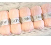 5 x 100g BabyWoolBabycare 4 Ply Quality Acrylic Knitting Yarn Packs of Five Peach 722