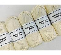 5 x 100g Dishcloth / Craft Cotton Yarn - (Cream)