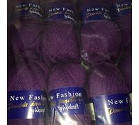 5 x 100g Woolcraft Dk Double Knitting Wool, Yarn (5 x 100g Aubergine 725)