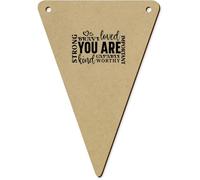 5 x 140mm 'You Are Strong Brave Loved Motivational Quote' Wooden Bunting Flags (BN00087504)