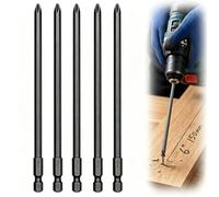 5 x 150mm PH2 Autofeed Collated Drywall Screwdriver Gun Bit S2 Steel, Black | Heavy Duty Magnetic Screwdriver Bits, Phillips No.2 Single Ended, for Hilti Tools Makita BFR550 6843 DFR550 Magazine Screwgun