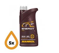 5 x 1L Mannol 7511 Energy 5W-30 A3/B4 Fully Synthetic Engine Oil - 5 x 1 Litres