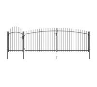 Garden Gate Black 5x2m Powder-Coated Steel Arched Top Lockable Woerden 3-Post HD
