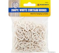 5 X 200Pc White Curtain Plastic Hooks Ideal For Door & Window Hanging Curtains