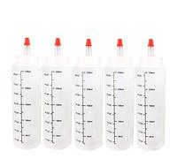 5 x 250 ml Plastic Needle Bottle with Scale Squeeze Bottle, Plastic Squeeze Squeeze Bottles with Leak-Proof , for Oil, Spices, Dressing, Paint, Adhesive, Crafts, Workshop