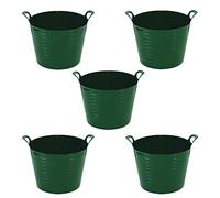5 x 26L Litre Medium Flexi Tub Garden Home Flexible Colour Storage Container Bucket Polyethylene Flex Tub- MADE IN U.K (Dark Green)