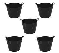 5 x 26L Litre Medium Flexi Tub Garden Home Flexible Colour Storage Container Bucket Polyethylene Flex Tub- MADE IN U.K (Black)