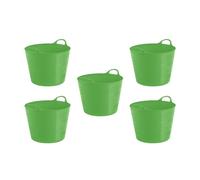 5 x 26L Litre Medium Flexi Tub Garden Home Flexible Colour Storage Container Bucket Polyethylene Flex Tub- MADE IN U.K (Lime Green)