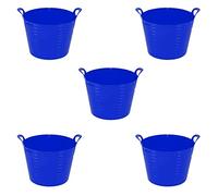 5 x 26L Litre Small Flexi Tub Garden Home Flexible Colour Storage Container Bucket Polyethylene Flexi Tub- MADE IN U.K (Blue)