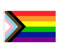 (5' x 3' - 150cm x 90cm) Progress Pride Rainbow LGBTQ+ Polyester Flag