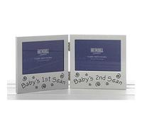 5" x 3" Double Photo Frame, Baby 1st and 2nd Scan Photo Frame Satin Silver 72219