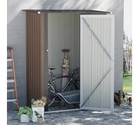 Outsunny Outdoor Storage Shed Steel Garden Shed with Lockable Door Brown