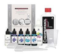 5 x 30 ml Octopus Fluids Alcohol Ink Complete Kit Breeze with Blending Solution, Alcohol Ink Paper and accessoreies for Fluid Art