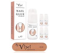 5 x 3g By Vixi EXTRA STRONG NAIL GLUE with FREE PREP FILE Clear Instant Dry Adhesive, Professional Salon Quality…