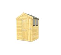 5 x 4 Feet Apex Shed - Single Door W/ Windows - L127 x W147 x H217 cm Buttercup Farm Brown One Size