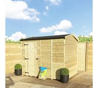 5 x 4 Pressure Treated High Eaves Reverse Apex Shed with Single Door Marlborough Natural One Size