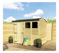 5 x 4 Pressure Treated High Eaves Reverse Apex Shed with Single Door Marlborough Natural One Size