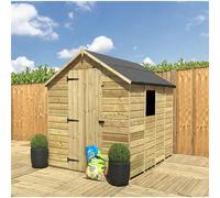 5 x 4 Pressure Treated Low Eaves Apex Garden Shed with Single Door Marlborough Natural One Size