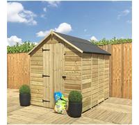 5 x 4 Pressure Treated Low Eaves Apex Garden Shed with Single Door Marlborough Natural One Size